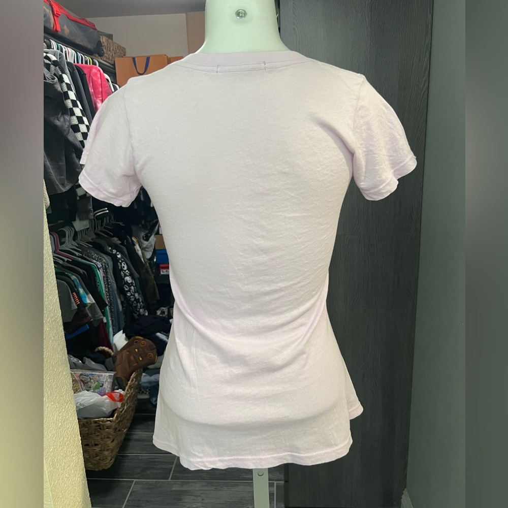 Wildfox Light Purple Butterfly V-Neck Short Sleeve Top - Picture 5 of 7